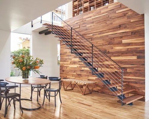 단단한 나무/유리제 보행 현대 똑바른 계단 스테인리스 손잡이지주