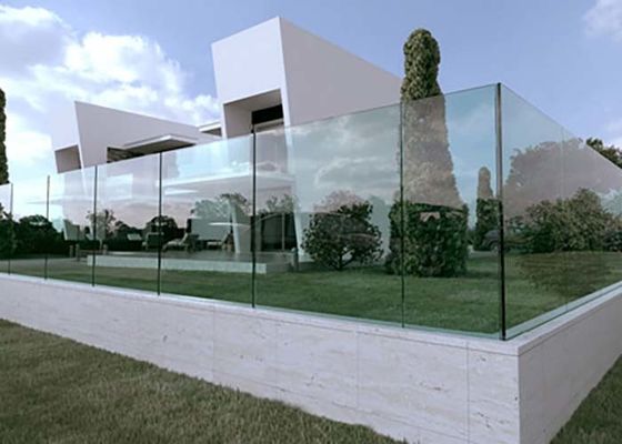 옥외 Frameless 알루미늄 유리제 방책 검정 유리제 패널 층계 방책