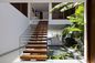 아파트 실내 단단한 나무 유리제 난간 동자 탄소 강철 똑바른 계단